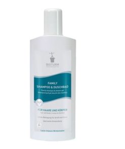 Bio šampón a sprchový gél Family Bioturm - bio vlasová kozmetika, bio sprchový gél. Neobsahuje silikóny, syntetické vône, farbivá, parafínový olej a PEG