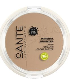 BIO minerálny bronzer s kakaovým maslom SANTE s minerálnymi pigmentmi fixuje make-up a dodá pleti zamatovo - matný vzhľad. BIO dekoratívna kozmetika